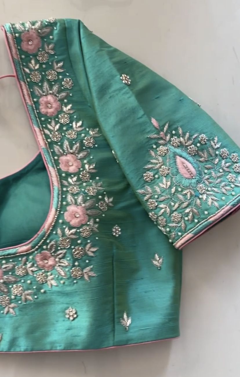 The Contrast Wedding Machine Embroidery Blouse Designs