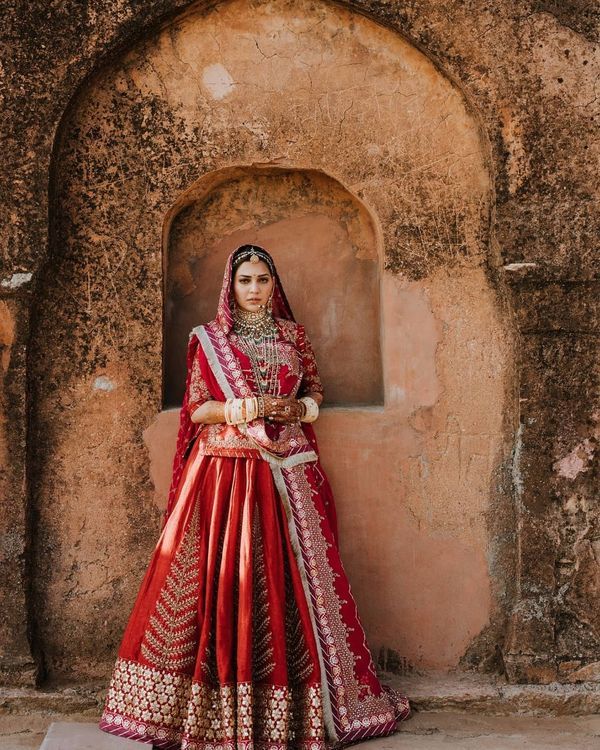 Golden Sequin Rajasthani Bridal Lehenga