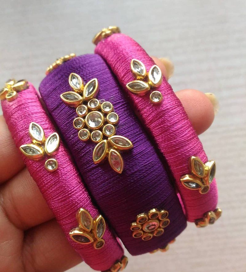 Contrasting Bridal Silk Thread Bangles
