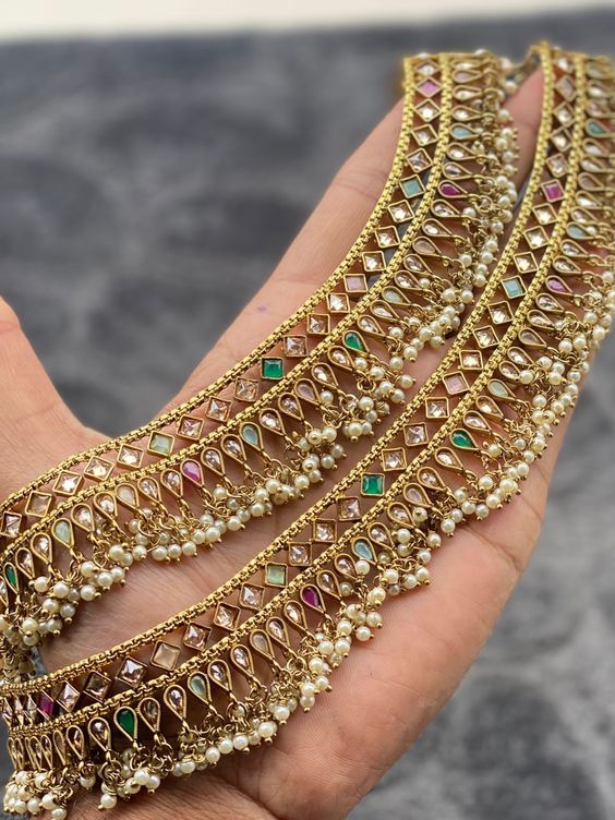 Gem Stone Bridal Payal Designs 