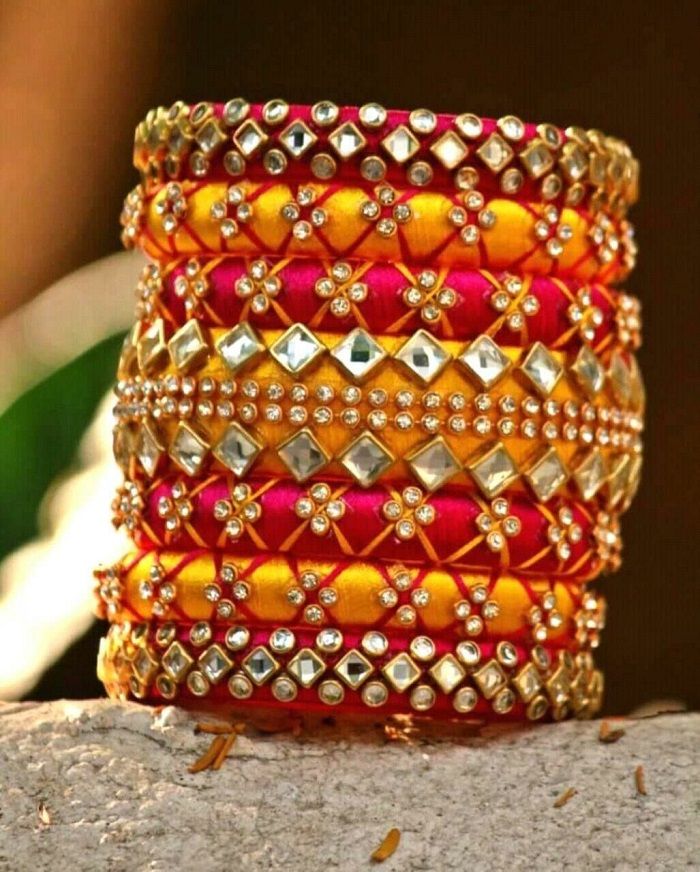Jadau Bridal Silk Thread Bangles