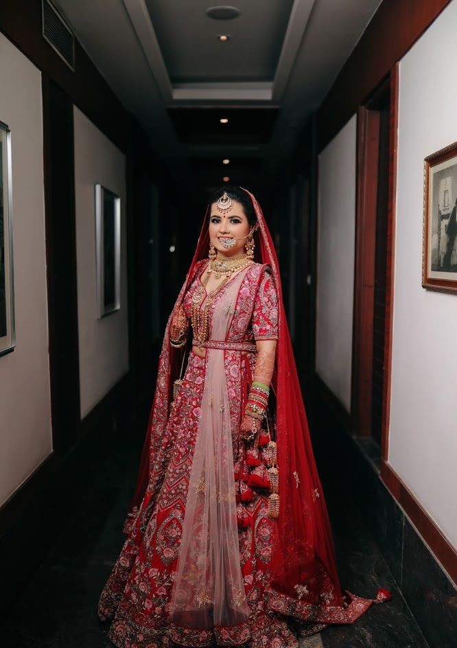 Long Trail Double Dupatta Bridal Lehenga 