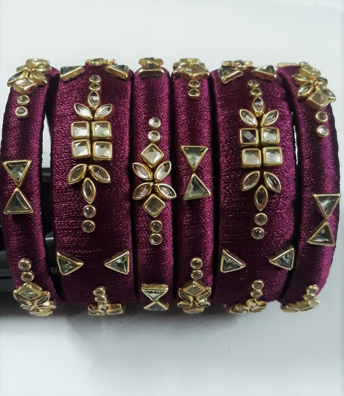 Magenta Bridal Silk Thread Bangles