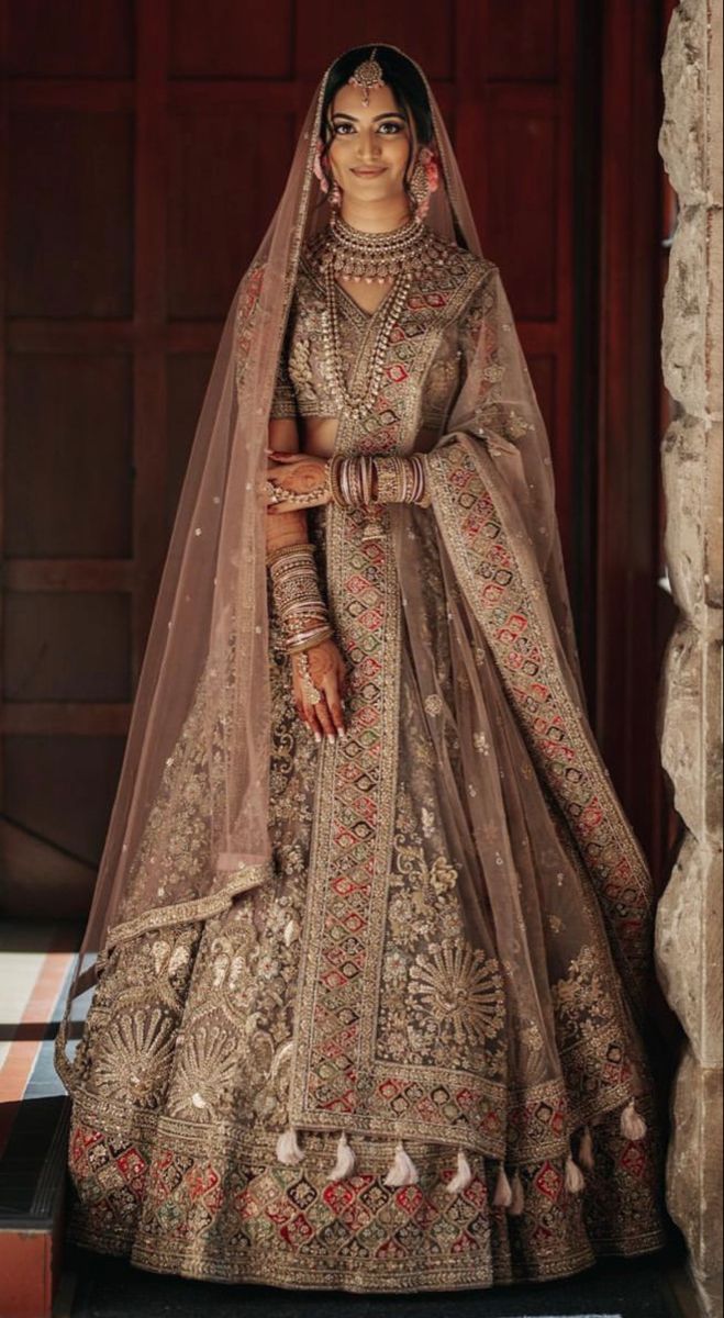 Double Dupatta Bridal Lehenga on the Side
