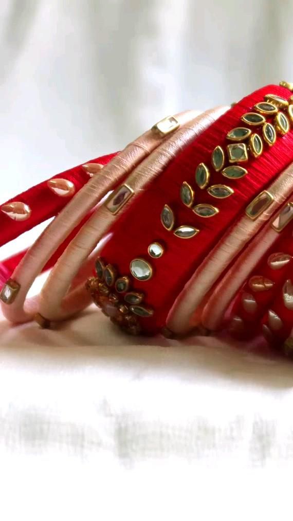 Red Bridal Silk Thread Bangles