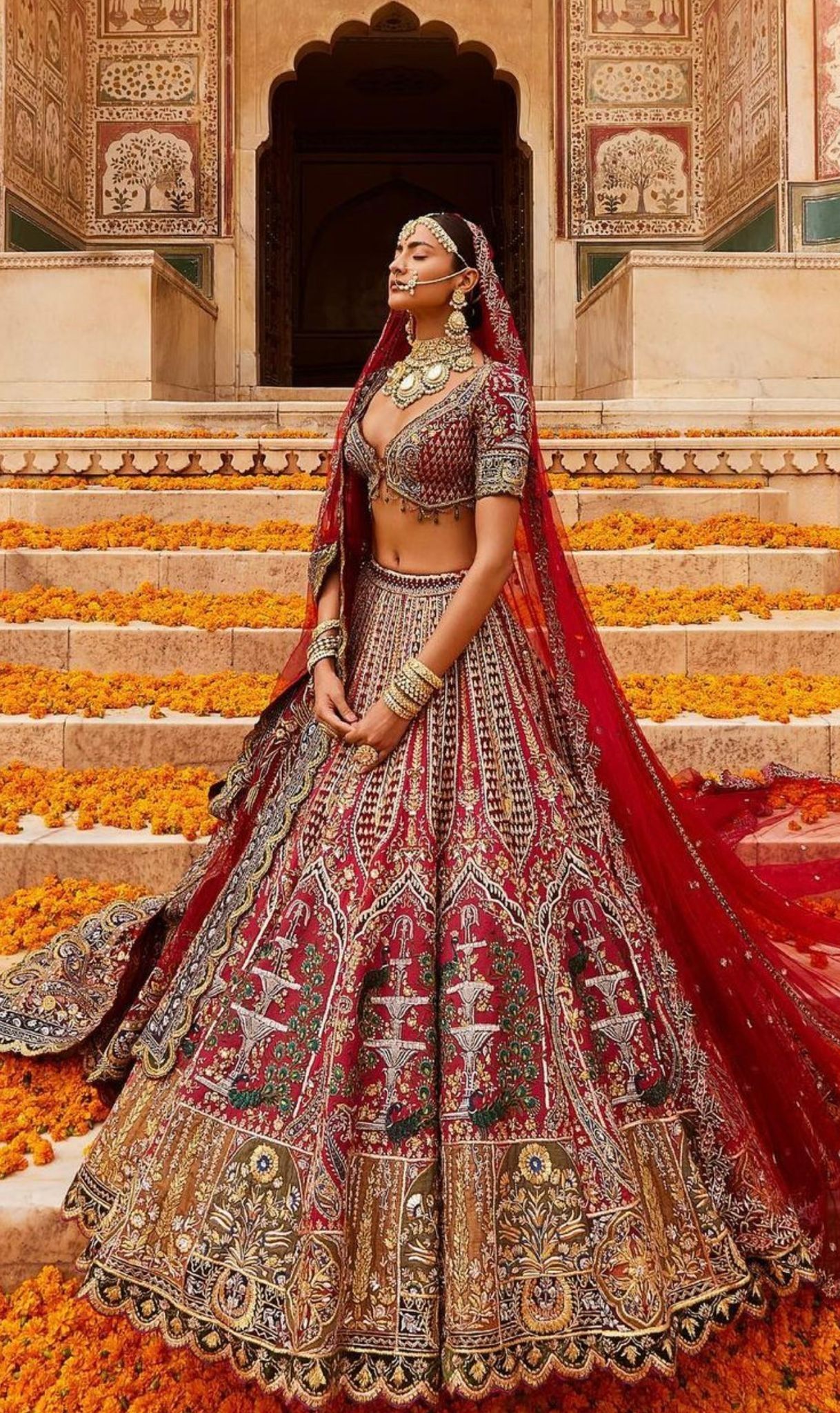 Sleek Embroidery Rajasthani Bridal Lehenga