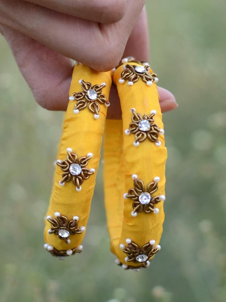 Yellow Bridal Silk Thread Bangles