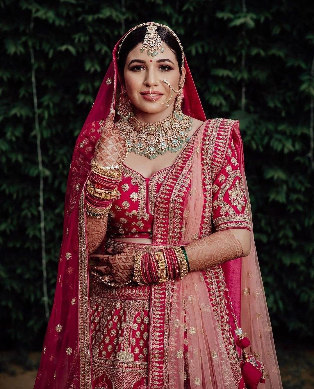 Double Dupatta Bridal Lehenga with a Belt