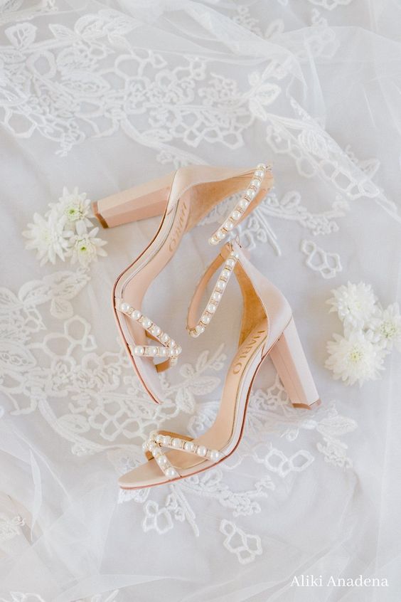 Pearl Nude Wedding Heels