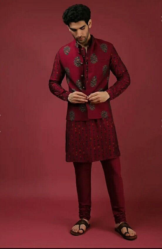Printed Kurta Pajama for Wedding with Jacket