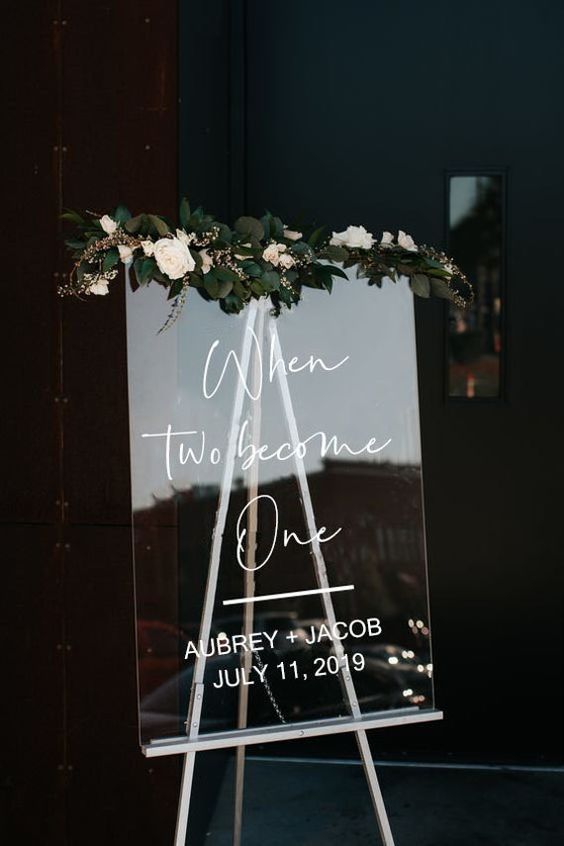 Glass Welcome Sign for the Big Day