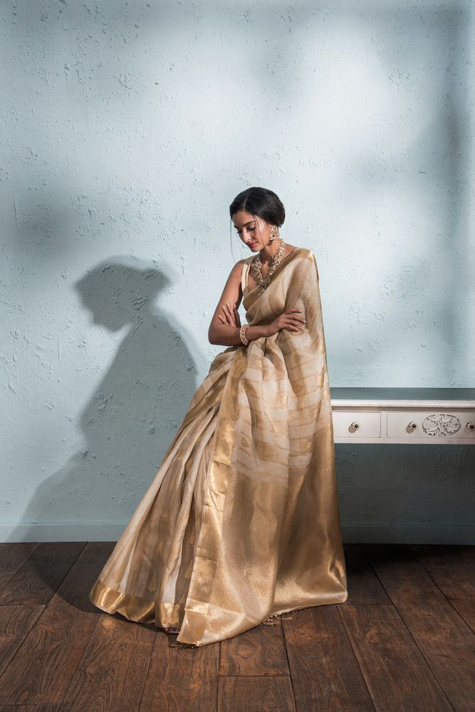 Gold Saree with Broad Border 