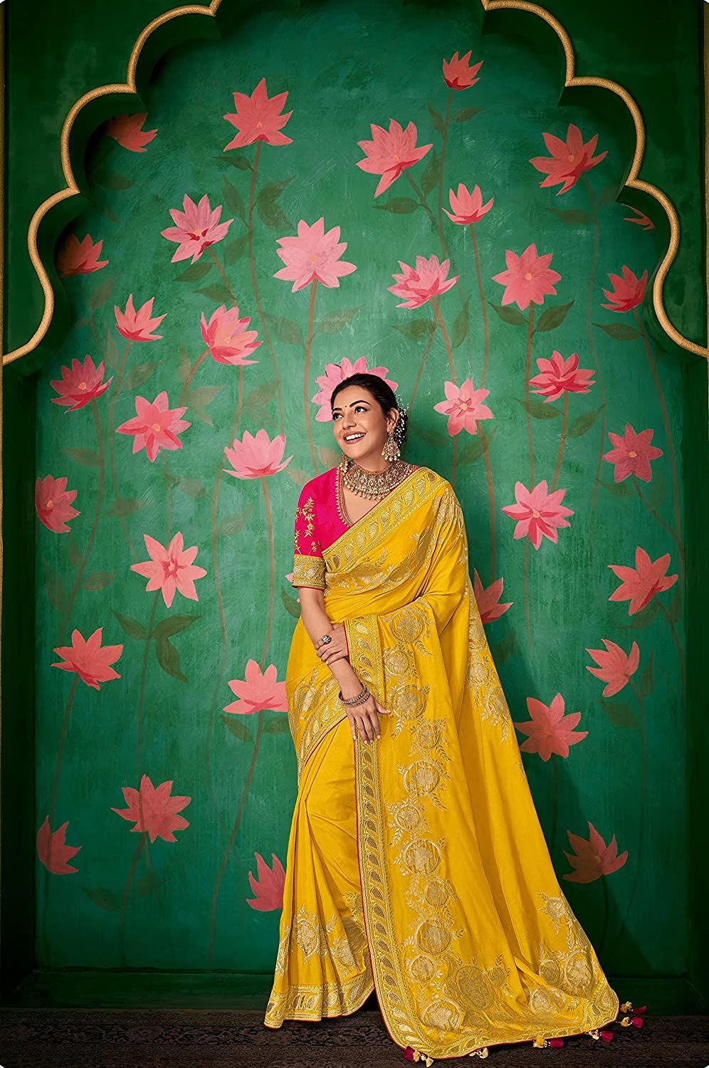 Satin Yellow Bridal Sarees