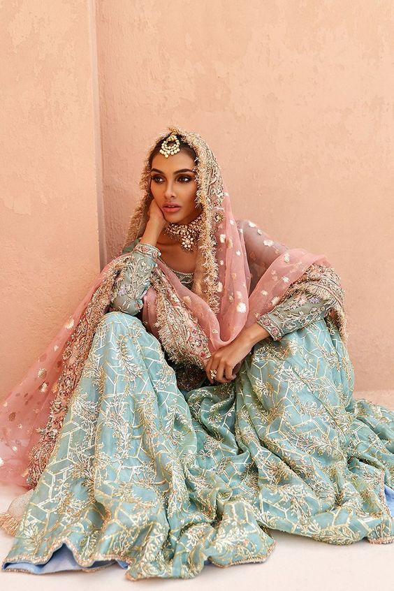Floral Motifs on Garara for Wedding 