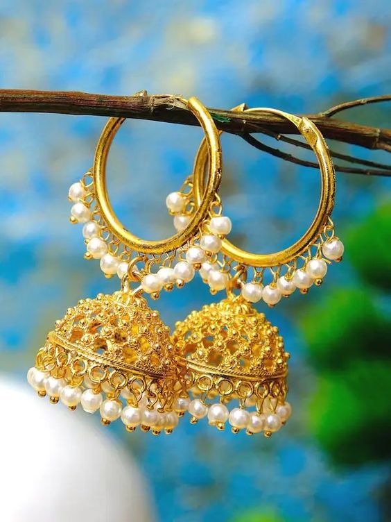 Gold Hoop Earrings for Bridal Look 