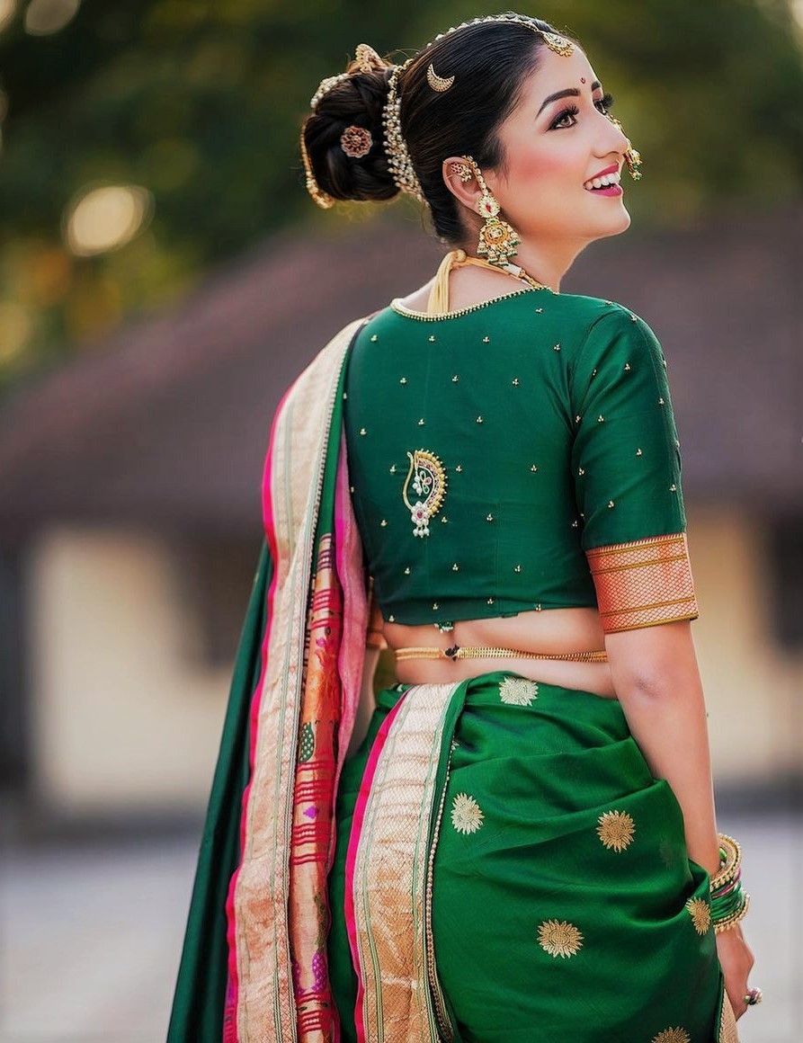 Green Colour Attire in Marathi Tradition 