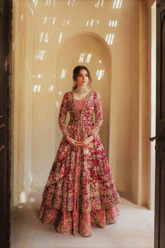 Wedding Anarkali Dress in Silk Fabric 