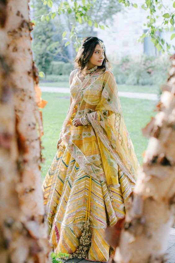 Pastel Yellow Lehenga Choli Dress for Wedding