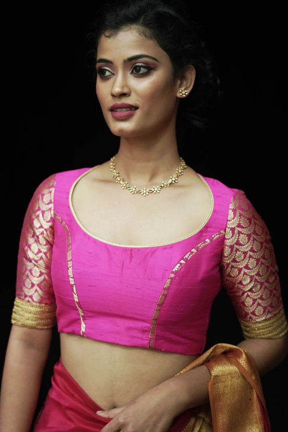 Deep Boat neck blouse designs