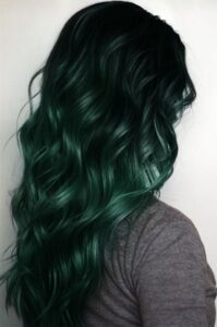 Green Streaks with Natural Hair Colour
