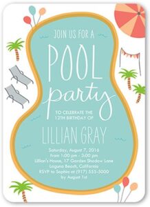 pool birythday party invitation card, Birthday Invitation Cards For Kids