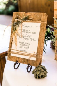 Paper on wood Bengali wedding menu card