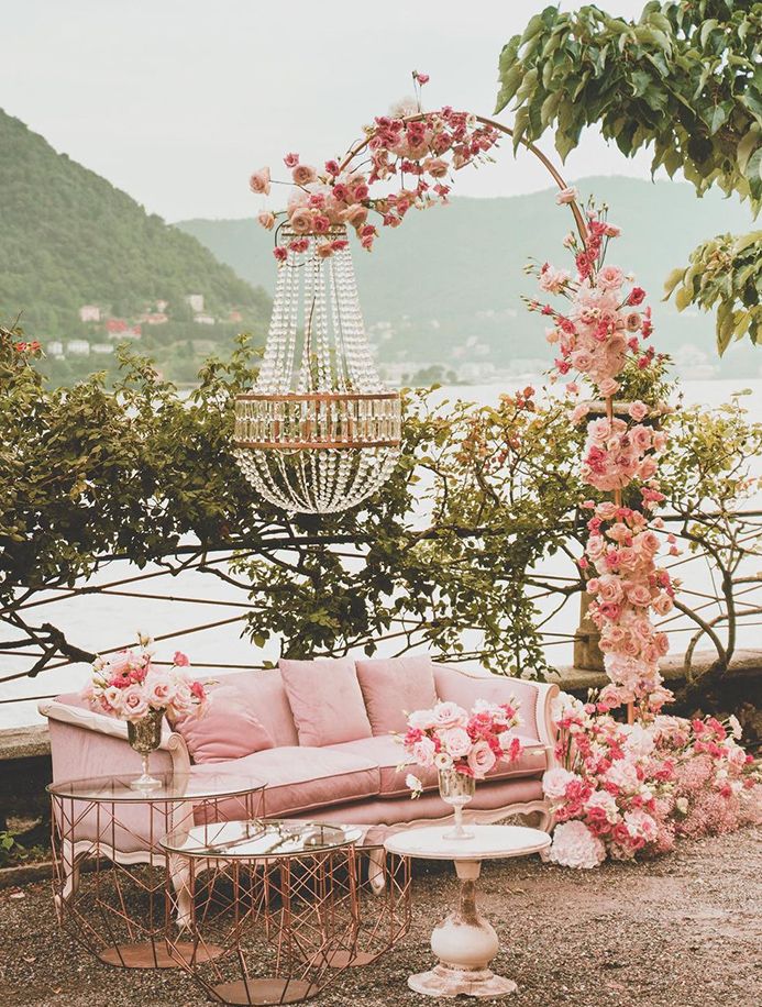 Pink Crystal Modern Wedding Stage Decoration