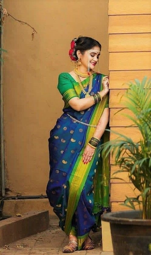 Simplistic Glass Sleeve Wedding Marathi Paithani Blouse Designs
