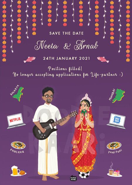 The Power Couple Bengali Wedding Card Design