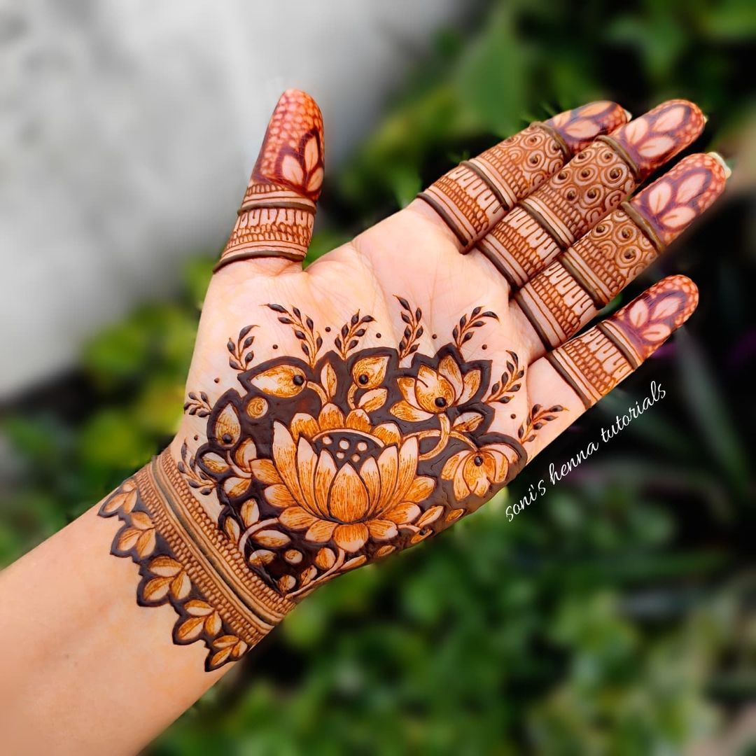 Half Lotus Mehendi Designs
