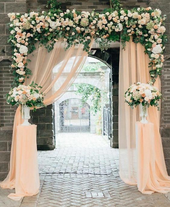 Peach Draping Wedding Entrance Decorations