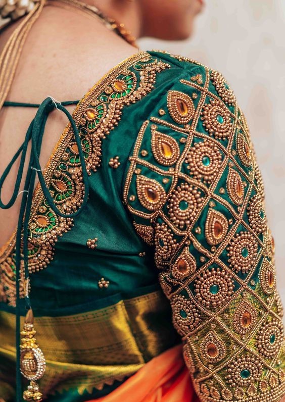 Brocade Geen Bridal Blouse Designs