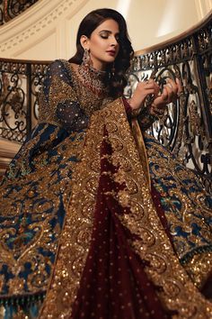 The Floral Red and Green Bridal Lehenga