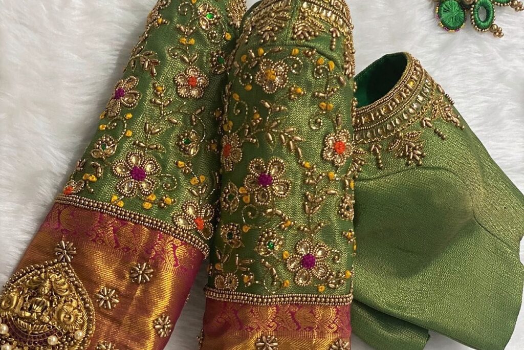 Top 10 Gorgeous Traditional Green Bridal Blouse Designs