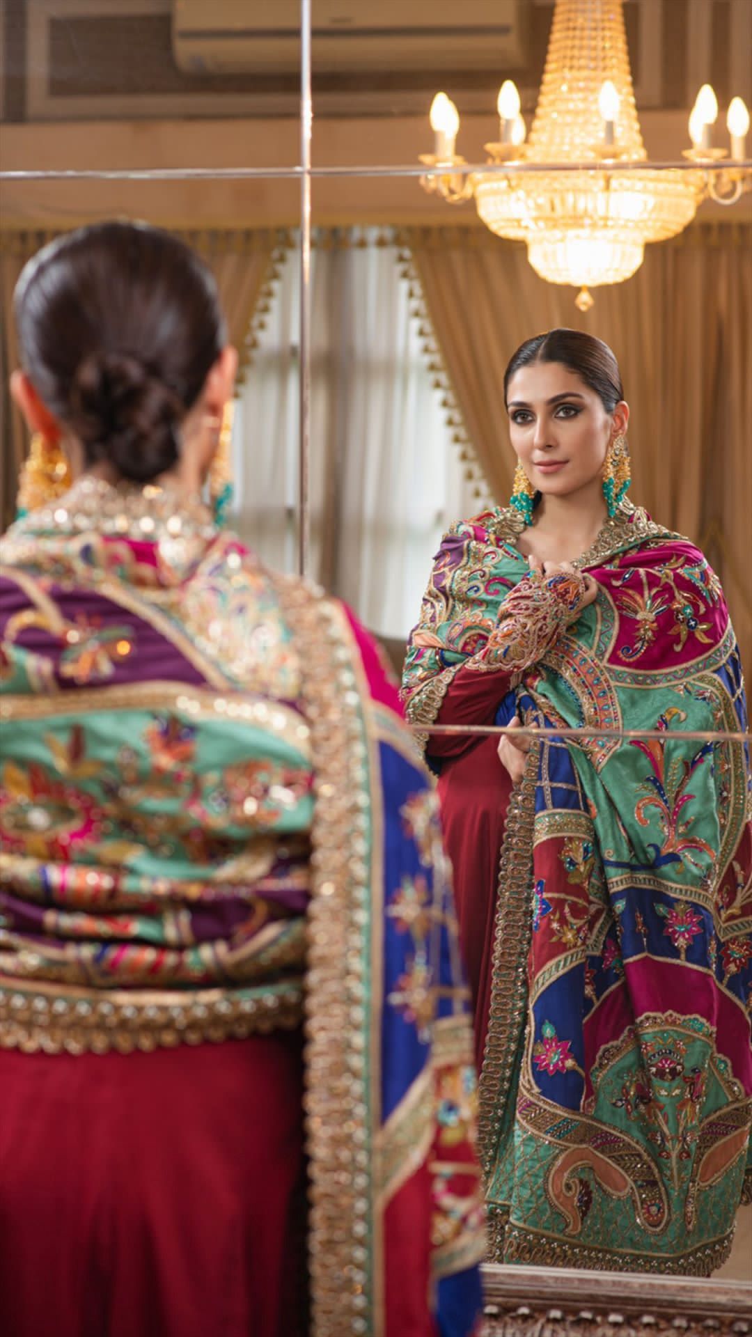 Multi-Coloured Suit with Phulkari Dupatta