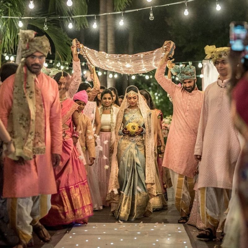 Bridal Entry Chadar with White Lights