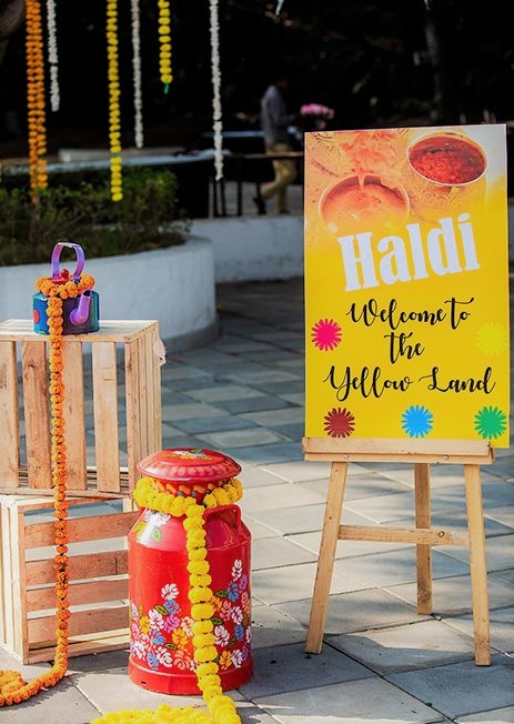 The Welcome Board Low-Cost Simple Haldi Decoration at Home