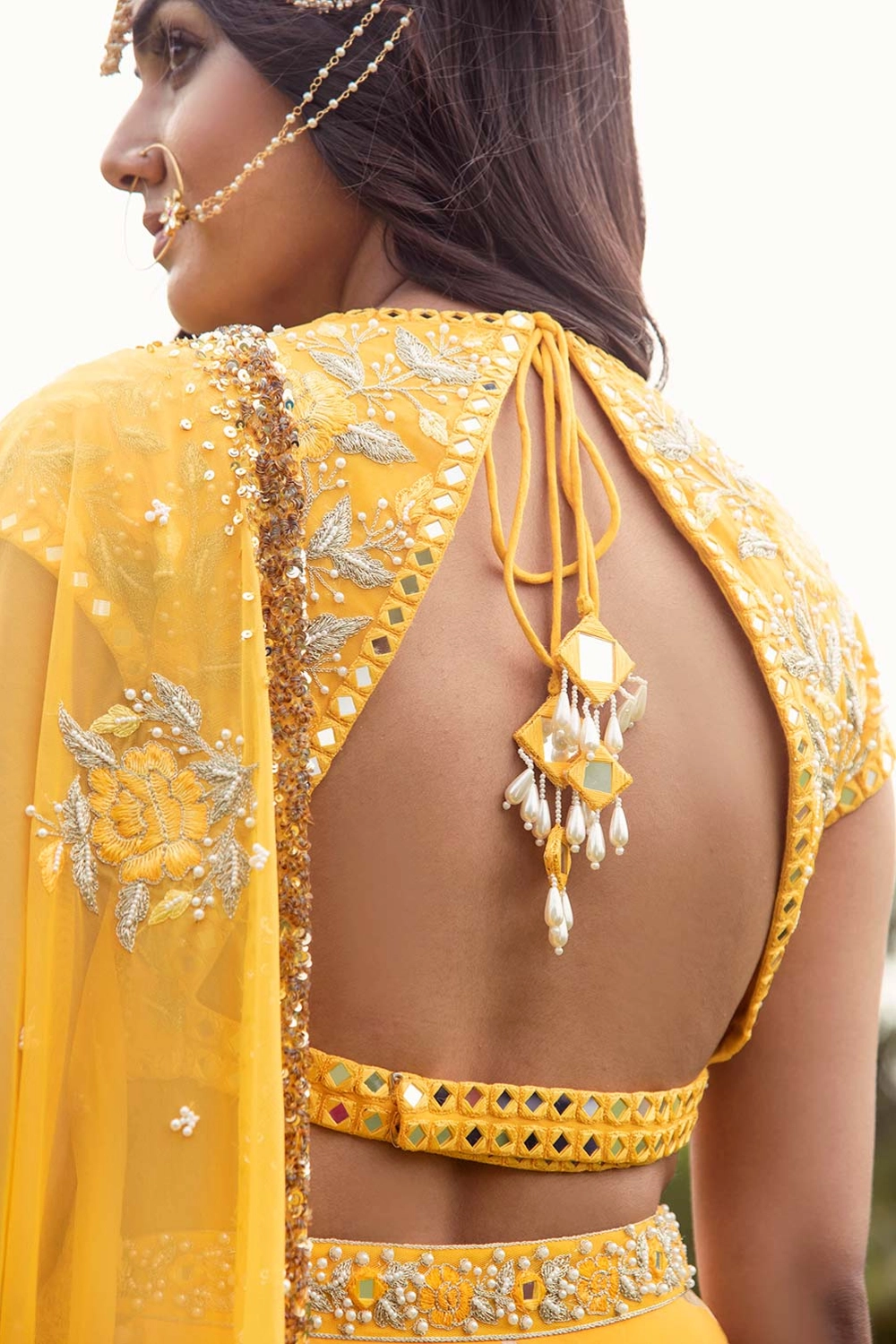 Latest Blouse Designs in Mango Yellow Florals