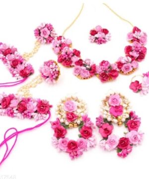 Bridal Pink Flower Jewellery Set