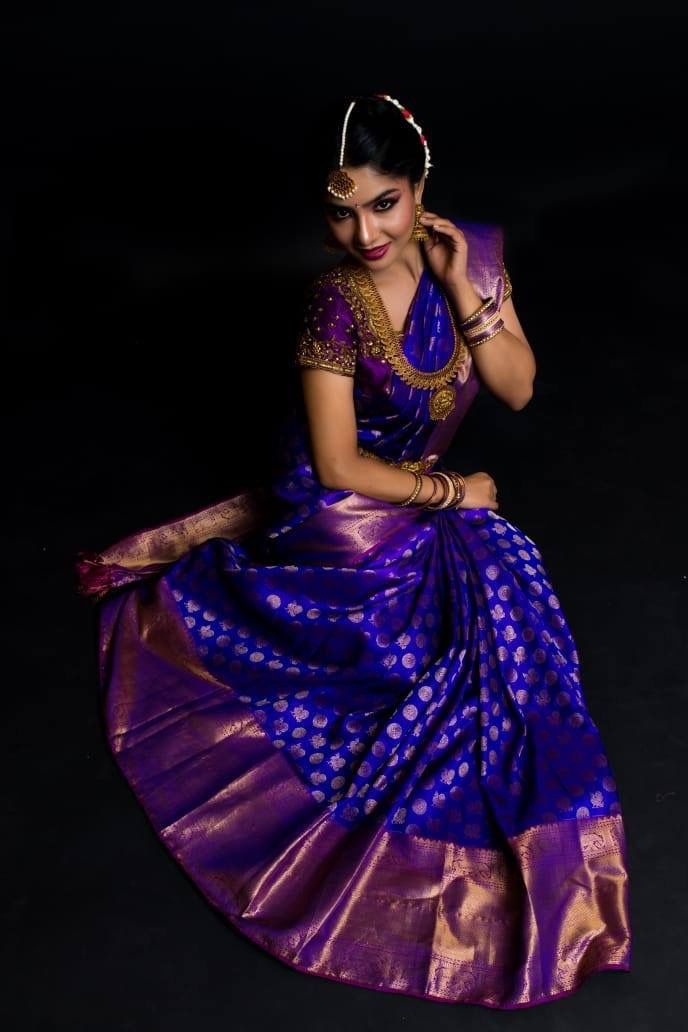 Georgette Benarasi Peacock Blue Bridal Saree