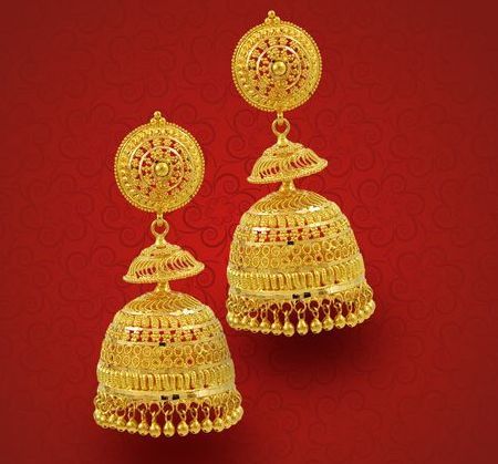 Triple Bridal Heavy Gold Jhumka Design