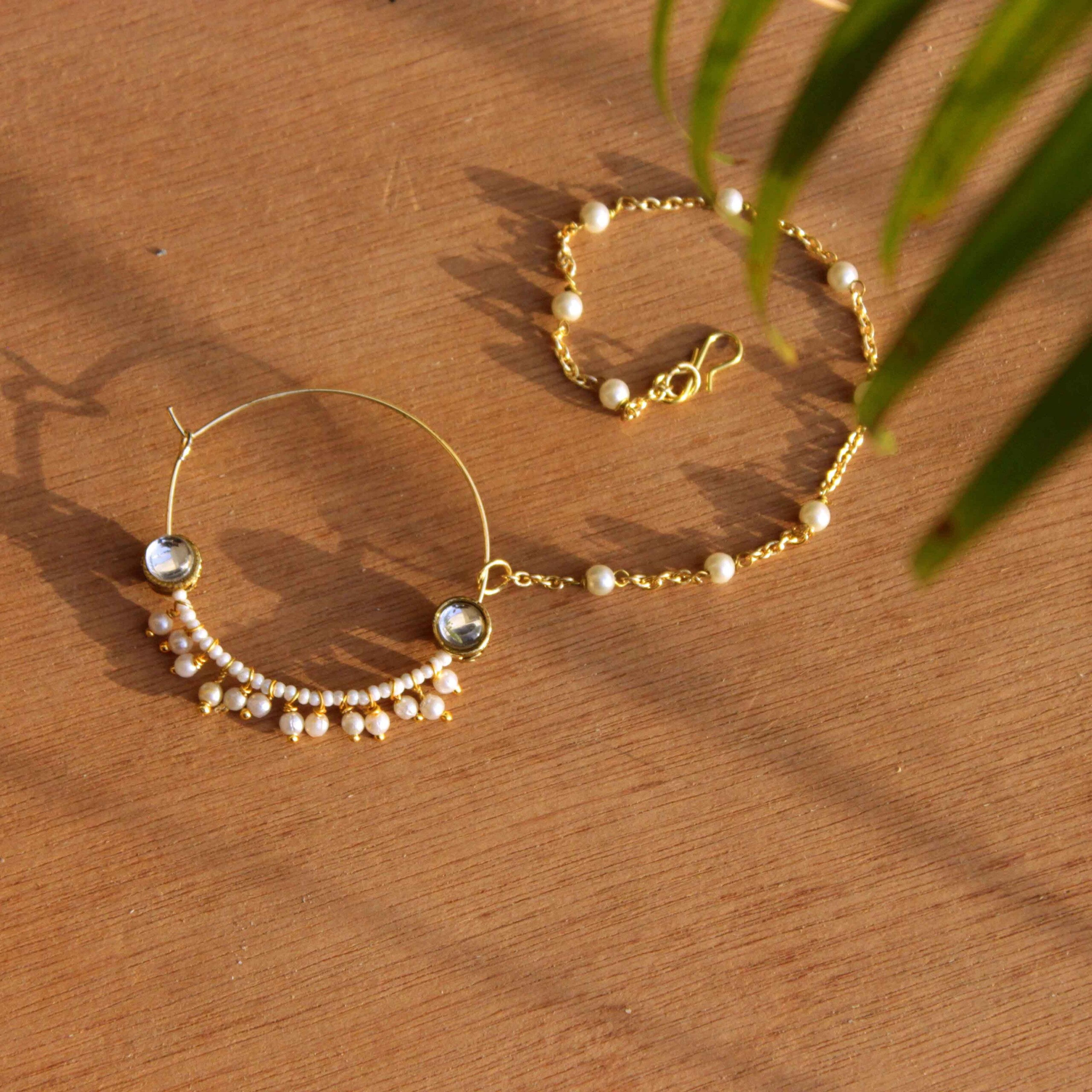 Nose Ring Pearl Bridal Jewellery Set