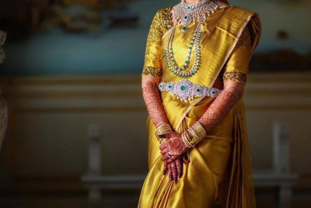 Get 10 Best Kanjeevaram Yellow Bridal Saree for your Haldi Ceremony