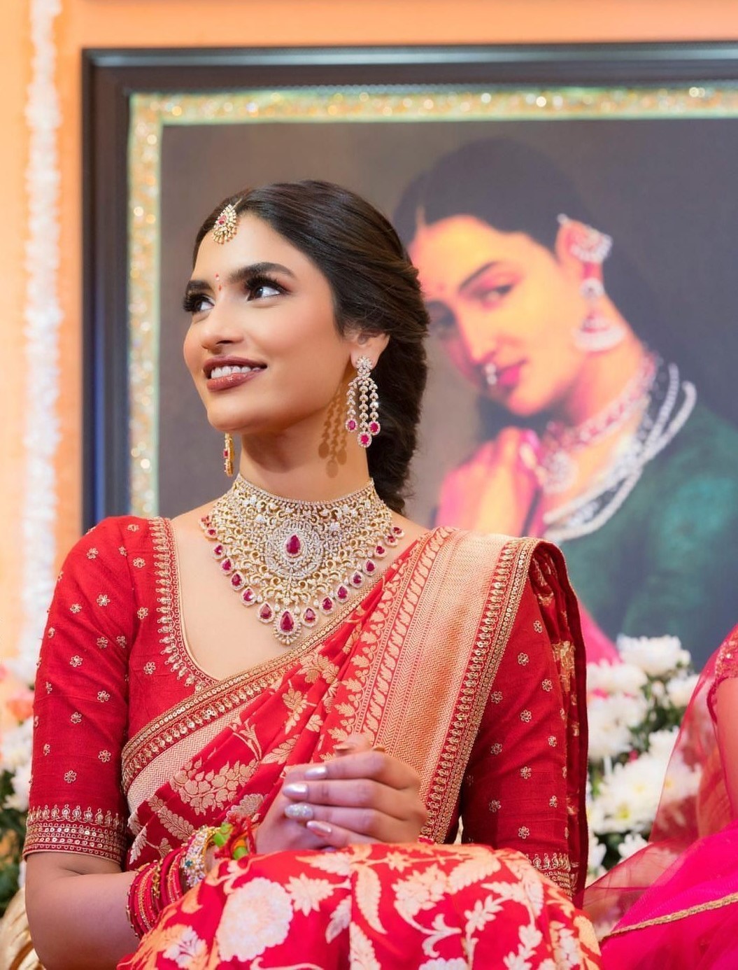 Raw Silk Bridal Blouse with Golden Embroidery 