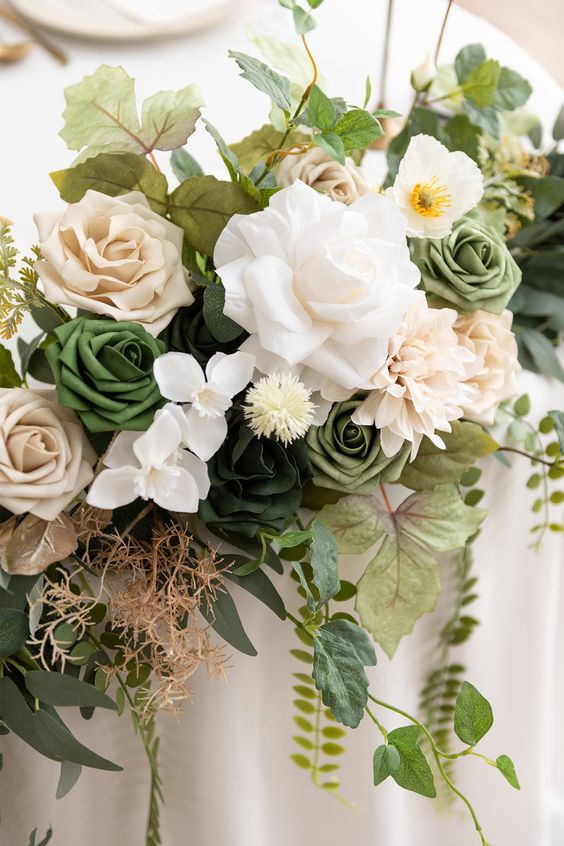 Floral Arrangement with Eucalyptus and Ribbon