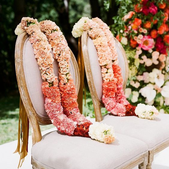 Wedding Jaimala with Pastel Pink Flowers