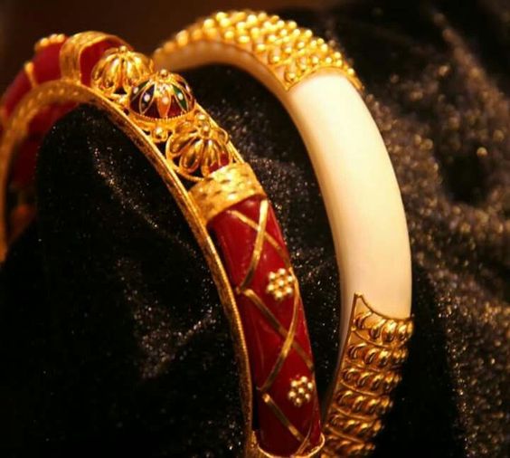 Gold Bracelets with Red Bangles 
