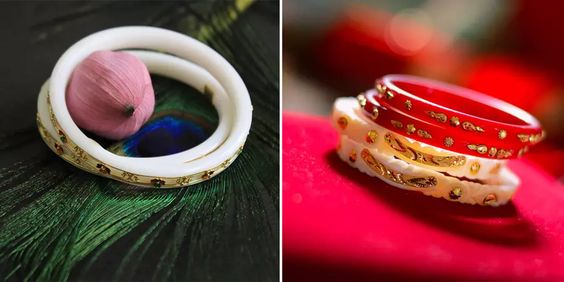 Gold Bridal Bangle Set with Hair Accessory