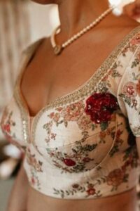 Cotton Saree Blouse with Embroidery